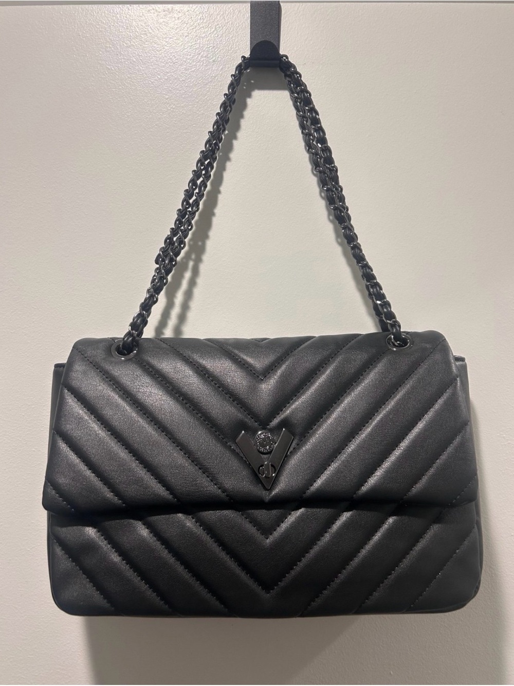 Valentino Orlandi Black Quilted Chain-Handle Shoulder Bag